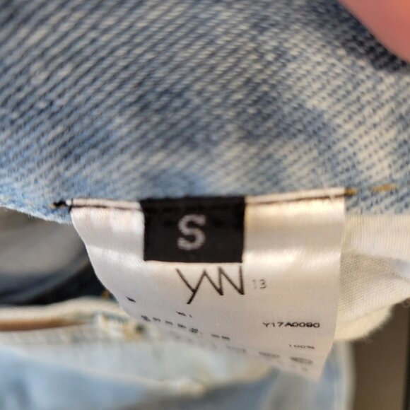 Yan13 Women Blue 100% Cotton 9" High Rise Destroyed Frayed Hem Jeans Size 26 - Picture 13 of 13